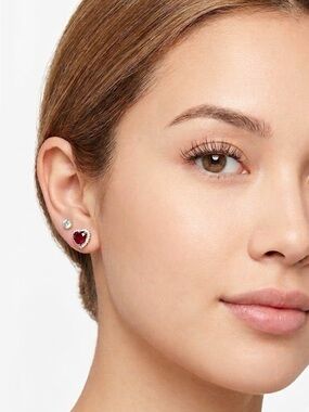 Stella Rose London Sterling Silver Pink Heart & Clear Crystal Stud Earring Set